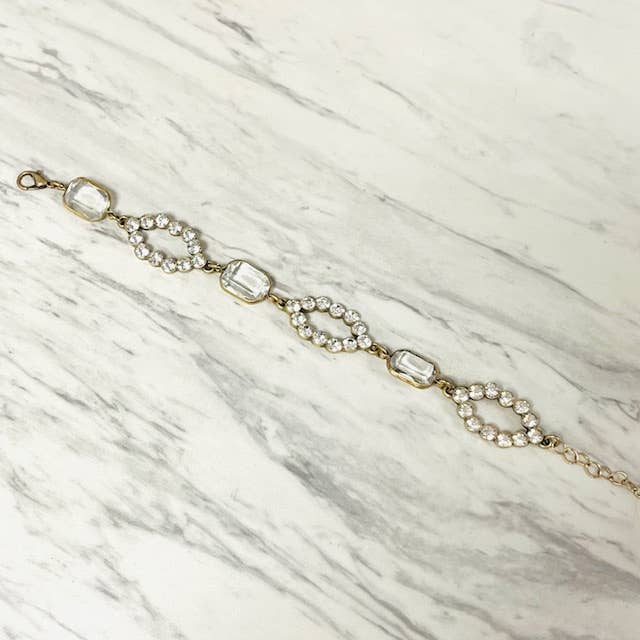 Anita K By Blushing Pink - Antique Gold Crystal Bracelet