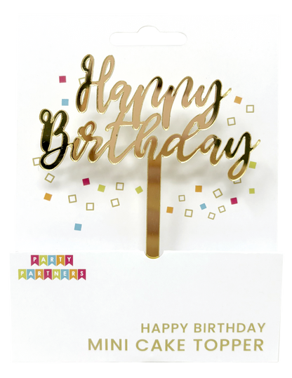 Happy Birthday Gold Mini Cake Topper