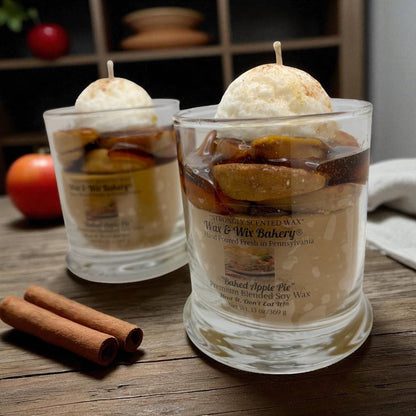 Wax and Wix Bakery® - Baked Apple Pie Candle. 13 oz. Large Soy Dessert Candle