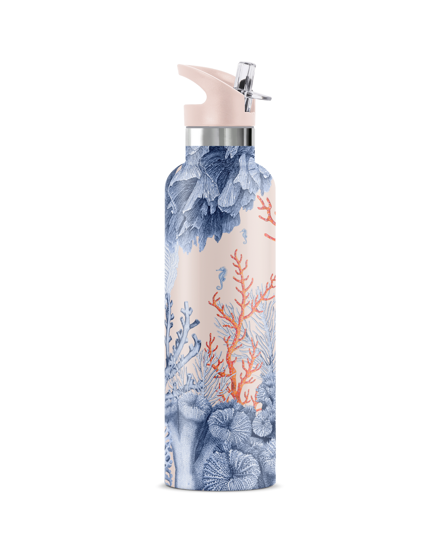 Del Mar | Pink Seahorse Coral Insulated Water Bottle 25oz