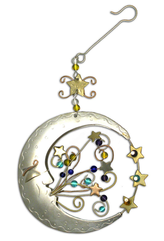 Moon and Stars Handcrafted Ornament