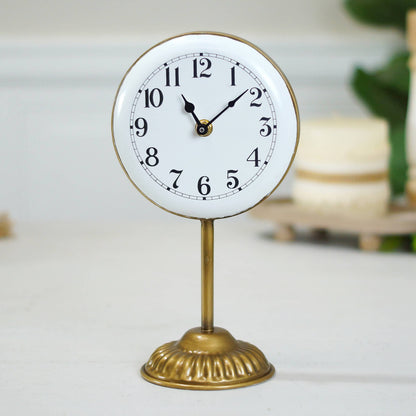 VIP Iron 11 in. White Pedestal Table Clock
