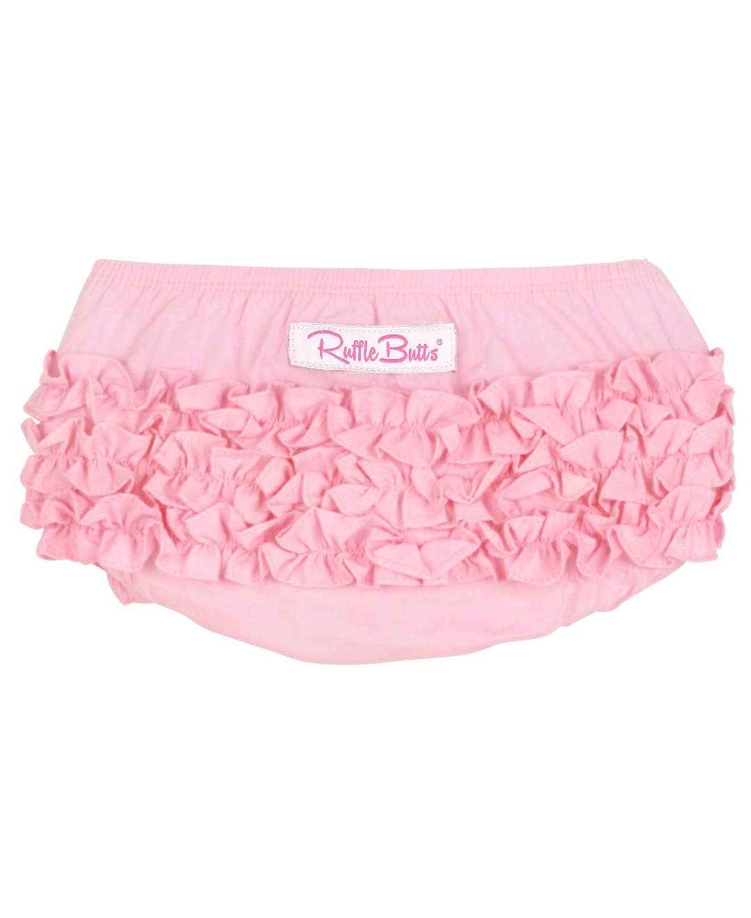 Baby Girls Baby Pink Woven RuffleButt Bloomer: Pink / Newborn