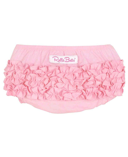 Baby Girls Baby Pink Woven RuffleButt Bloomer: Pink / Newborn