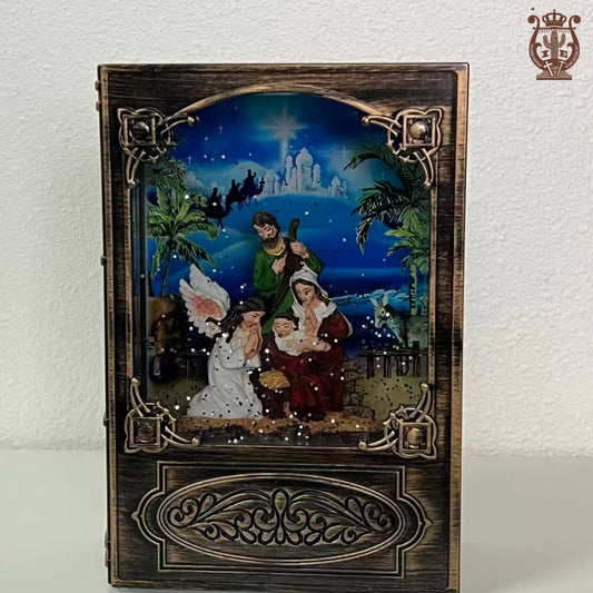 11.6” B/O Lighted Book Glitter Globe - Nativity Home Decor