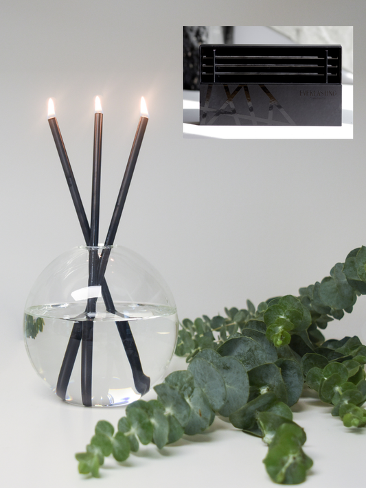Black Everlasting Candles – Reusable Steel Oil Candlesticks