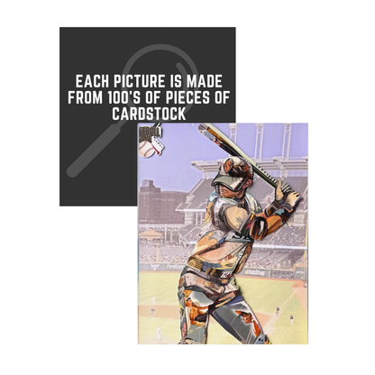 3D Collage Art | Baseball Player (36"x24")