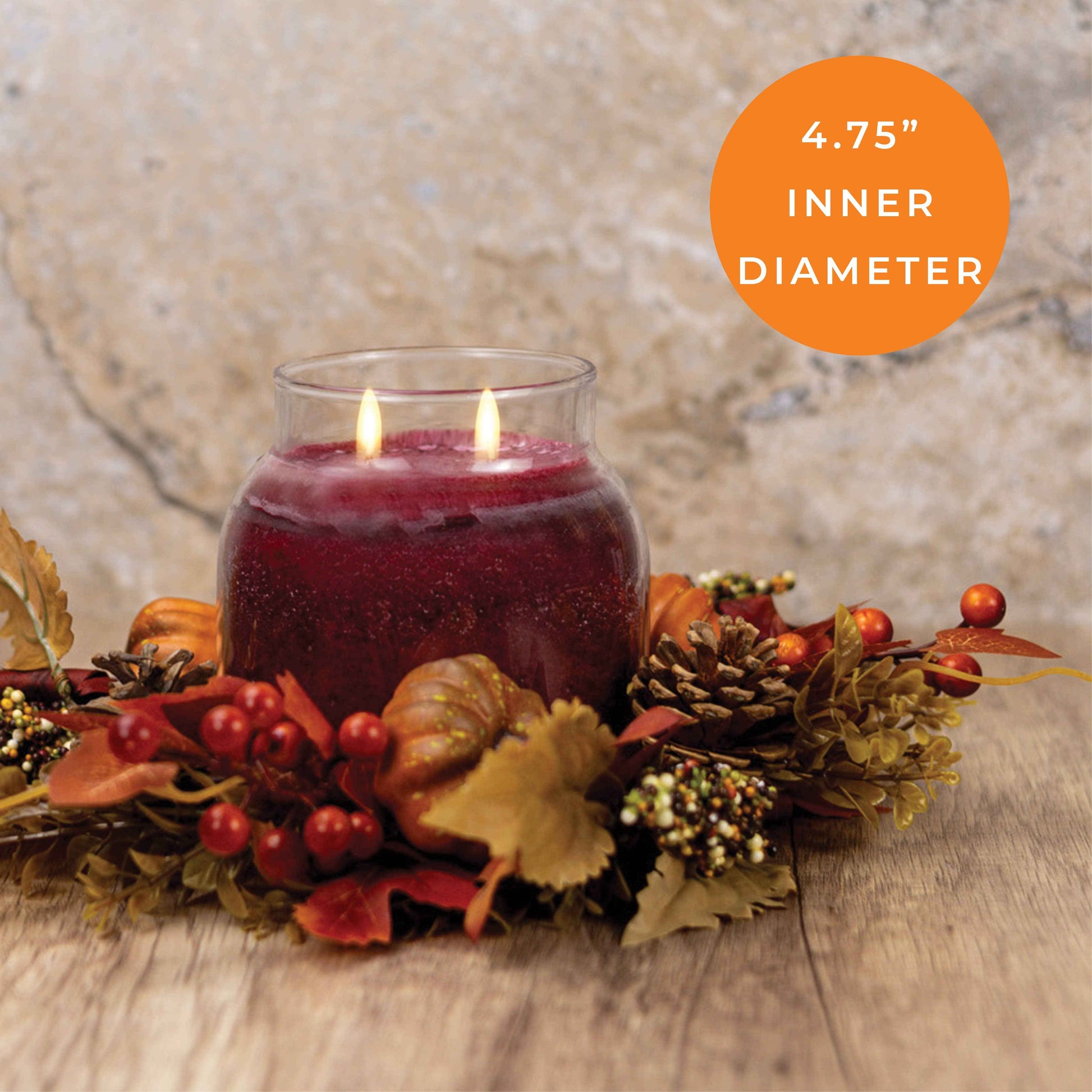 Autumn Leaves & Berries Candle Ring – Fall Home Decor