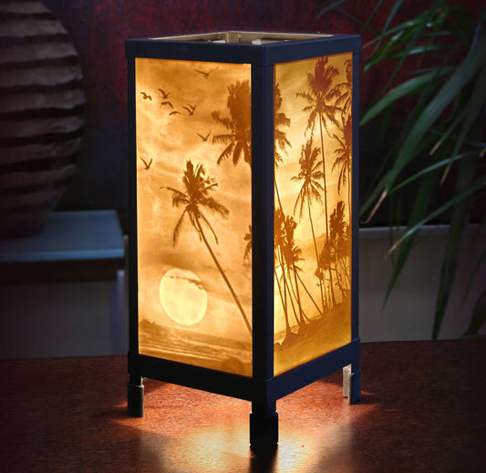 "Tropical Sunset" Porcelain Lithophane Luminaire Lamp