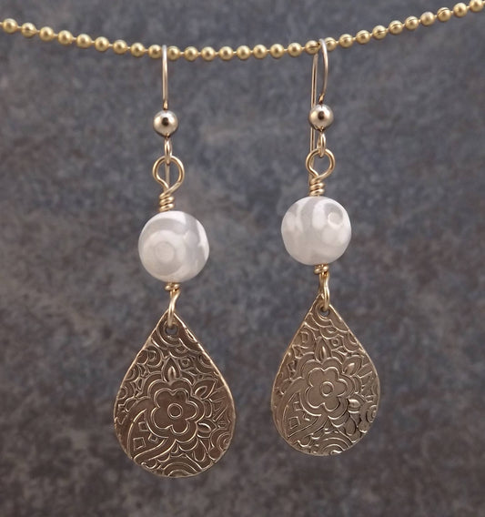 Bronze and Stone Earrings