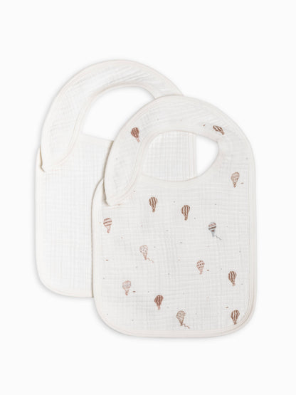 2 Pc Muslin Bibs Hot Air Balloon Truffle + Coconut