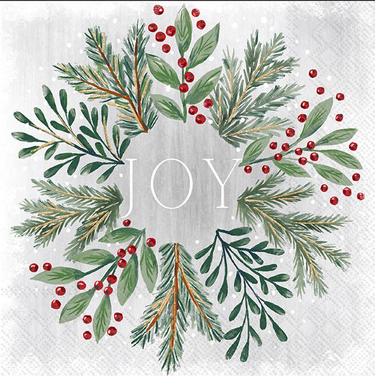 Paper Cocktail Napkins Pk/20 Gilded Painterly Wreath