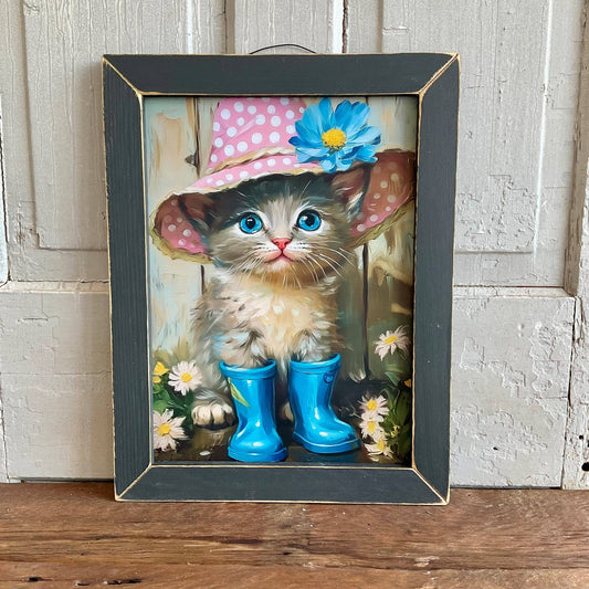 Ilustración de gatito de primavera