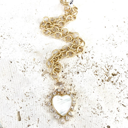 V Heart chunky chain necklace