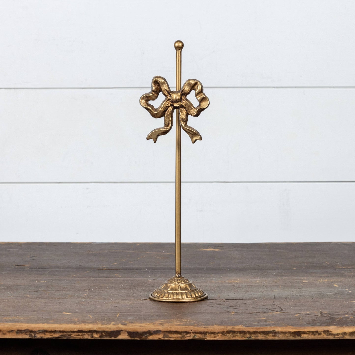 Ragon House - 15.25" GOLD WREATH STAND W/ BOW