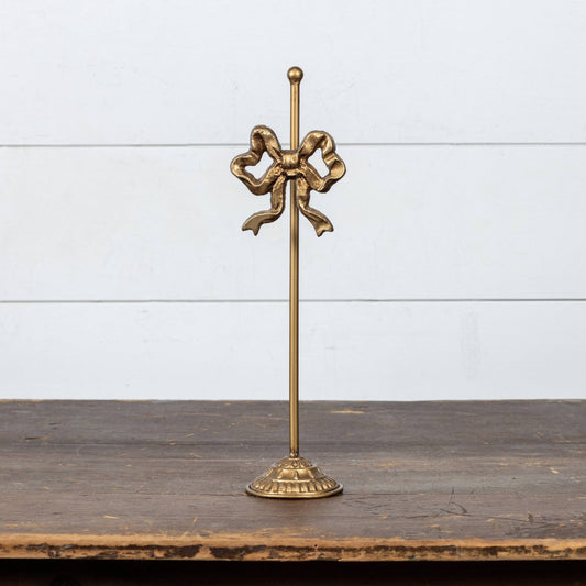 Ragon House - 15.25" GOLD WREATH STAND W/ BOW