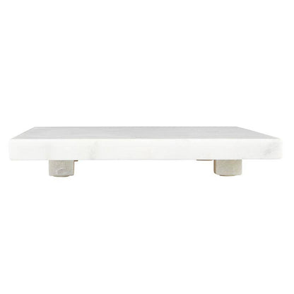 White Marble Footed Tray - 8" SQ