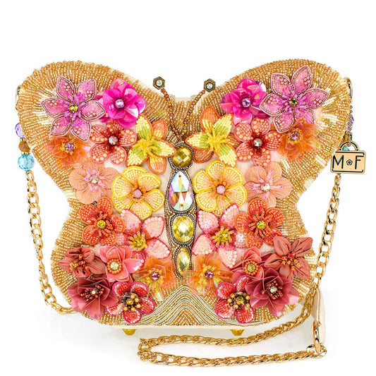 Take Flight Floral Butterfly Beaded Shoulder Handbag