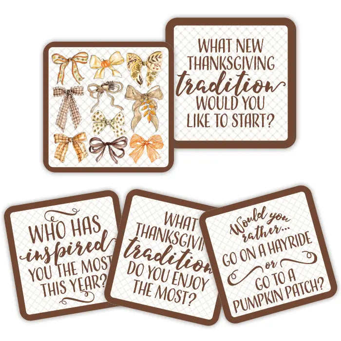 Handpainted Square Autumn Bows Conversation Coaster