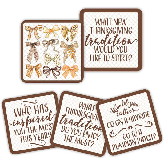 Handpainted Square Autumn Bows Conversation Coaster