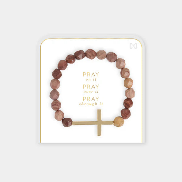 Pray on it, Pray over it, Pray through it Bracelet: Natural