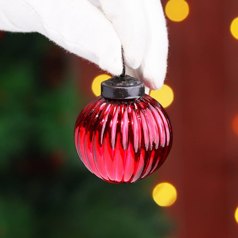 Christmas  Red Glass Ornaments- Set of 12