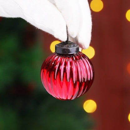 Christmas  Red Glass Ornaments- Set of 12