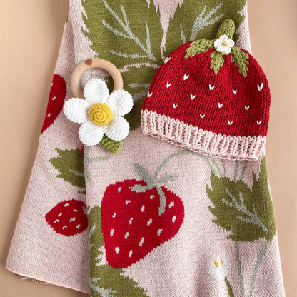 Blanket Strawberry Bunny Organic Baby Decor Spring Summer