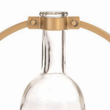 Floating Glass Bud Vase Brass Finish Metal