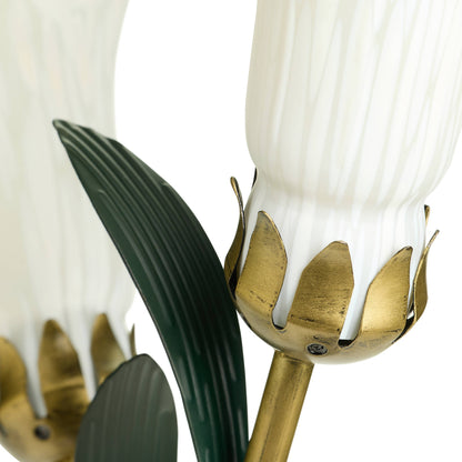 23.5" 3-Light White Handblown Glass Calla Lily Table Lamp