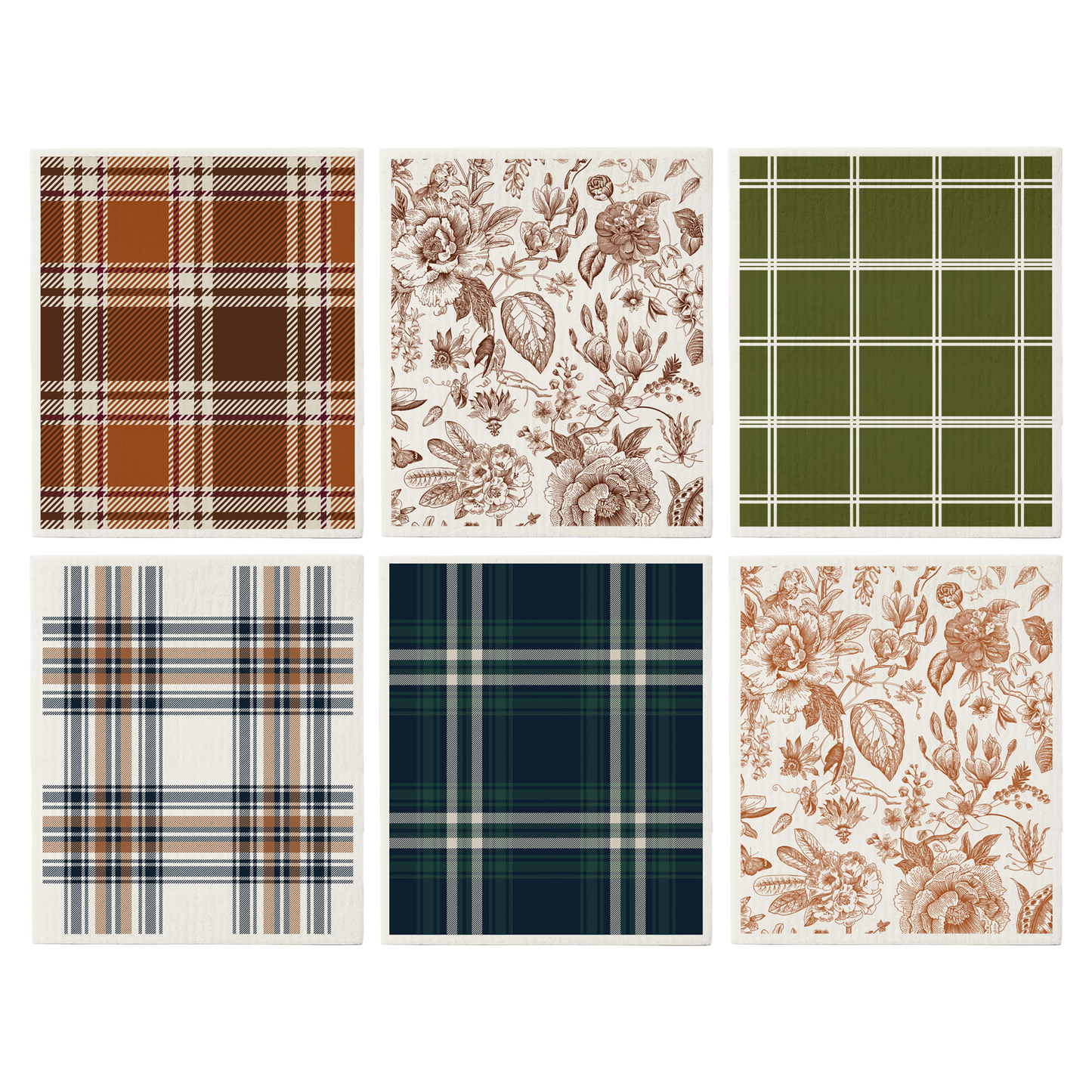 Fall Pattern Swedish Dishcloths, Set of 6 - Fall Decor
