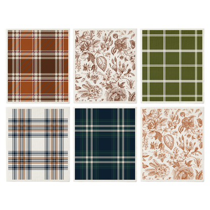 Fall Pattern Swedish Dishcloths, Set of 6 - Fall Decor