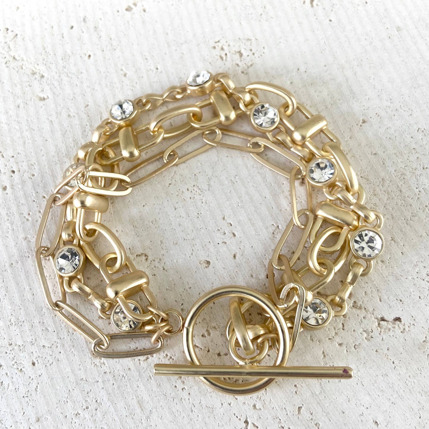 Triple chain crystal bracelet
