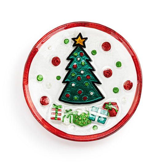 Christmas Tree Mini Glass Round Plate - 6.5in