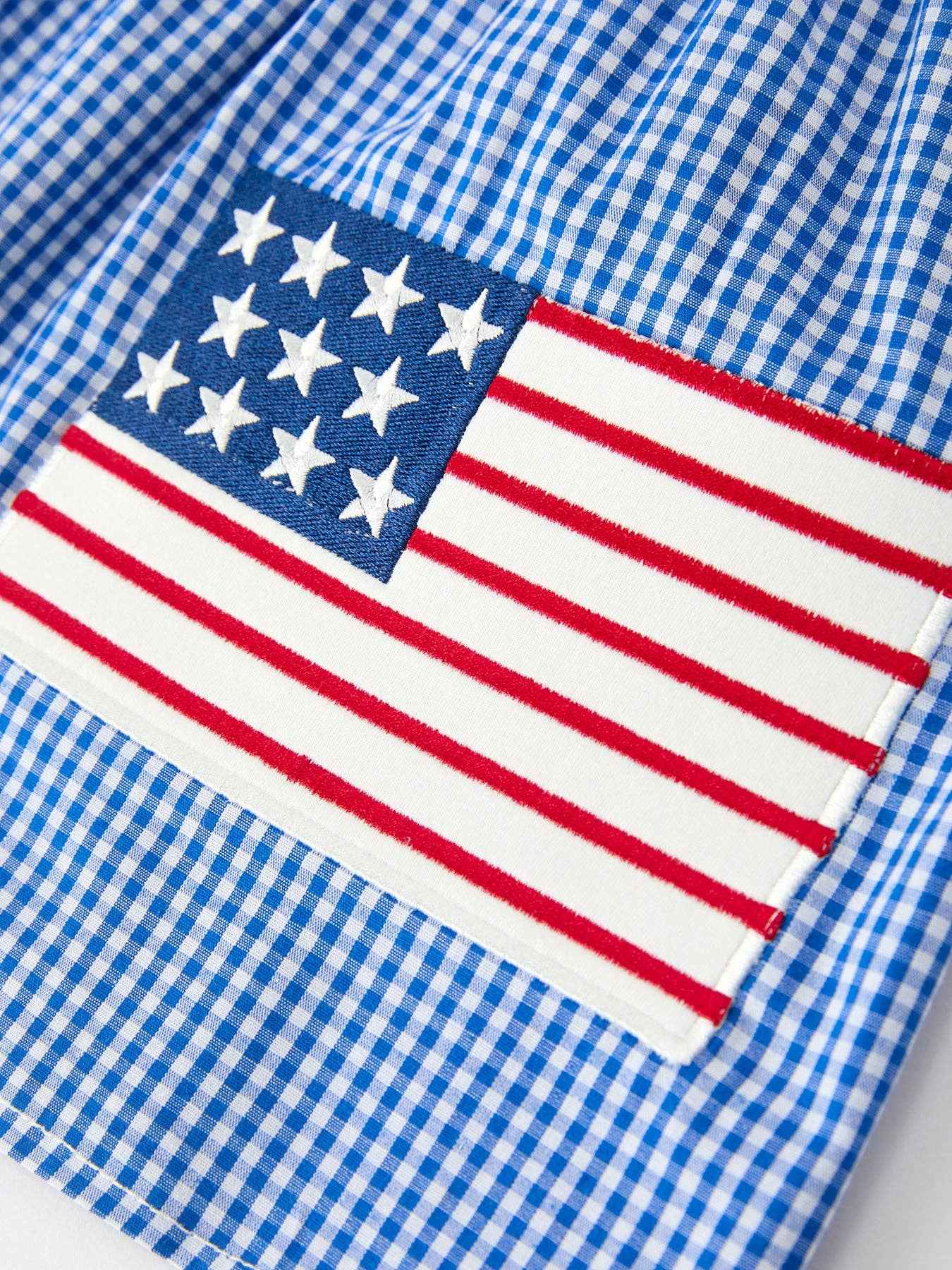 Girls 4th of July Plaid Twirl Dress Bow Smocked: 2