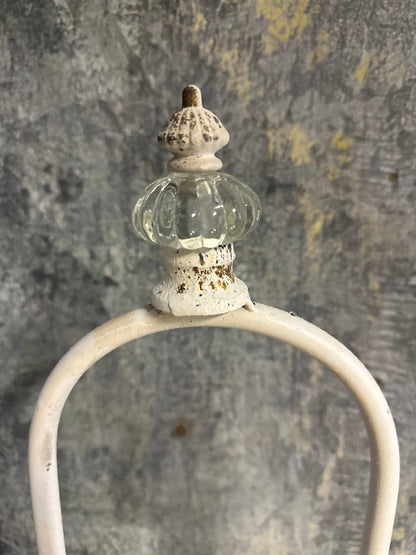 Vintage White Distressed Metal Candle Holder
