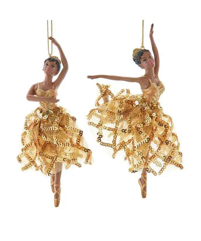 6" Resin Black Ballerina Ornament 2 Assorted