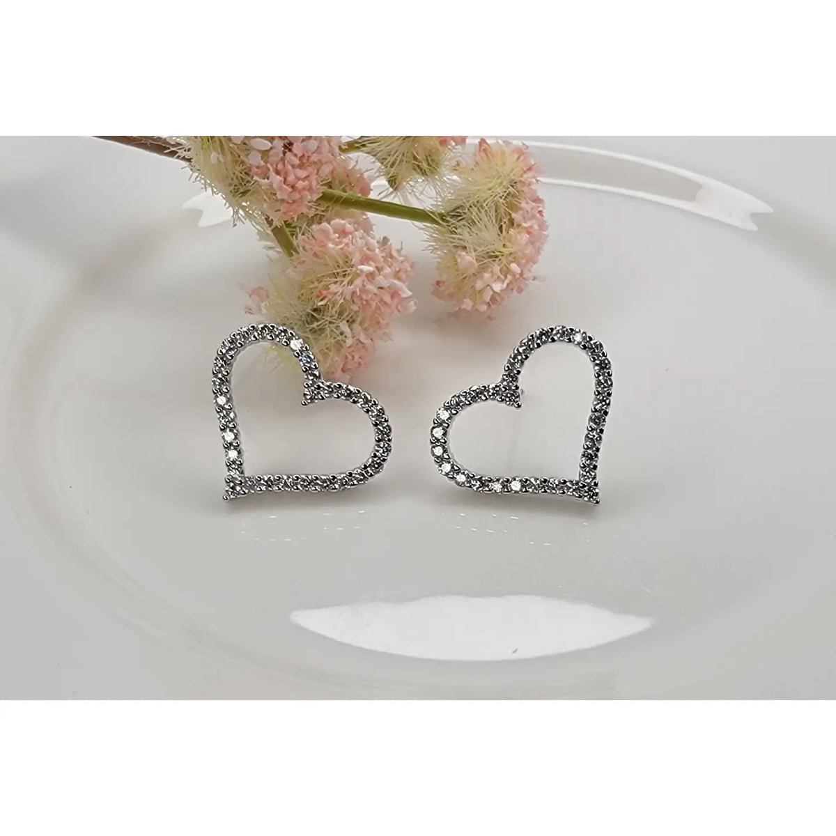 Cz Heart Shaped Post Earrings