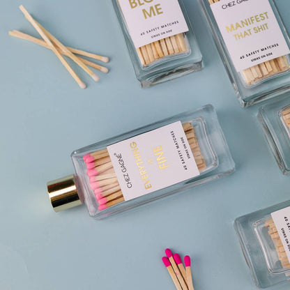 Chez Gagné - Everything is Fine - Glass Bottle Safety Matches - Pink
