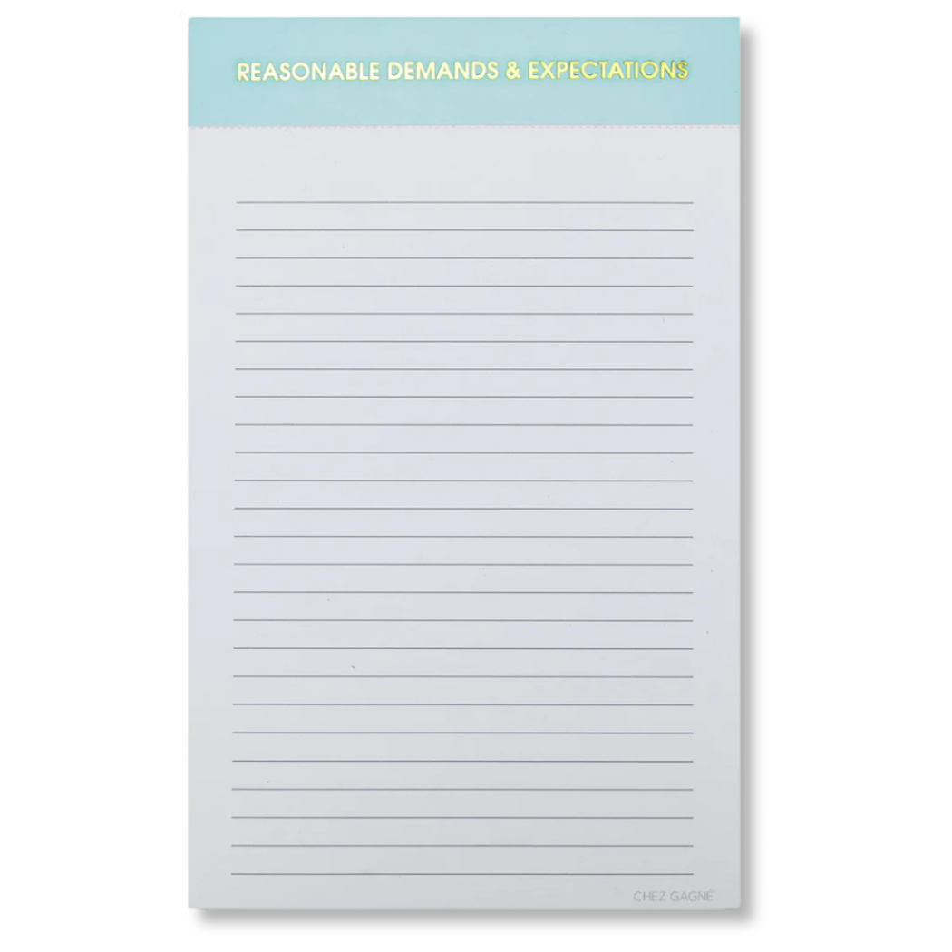 Chez Gagné - Reasonable Demands + Expectations - Lined Notepad - Light Blue - 65 perforated pages - 5x8