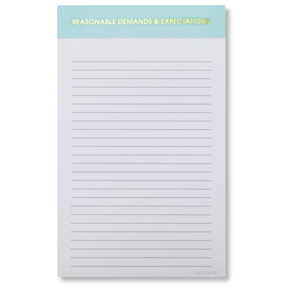 Chez Gagné - Reasonable Demands + Expectations - Lined Notepad - Light Blue - 65 perforated pages - 5x8