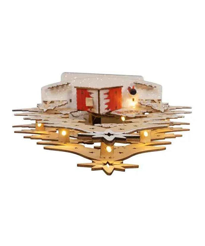 15" Bo Plywooden LED Tree W/Village Scene