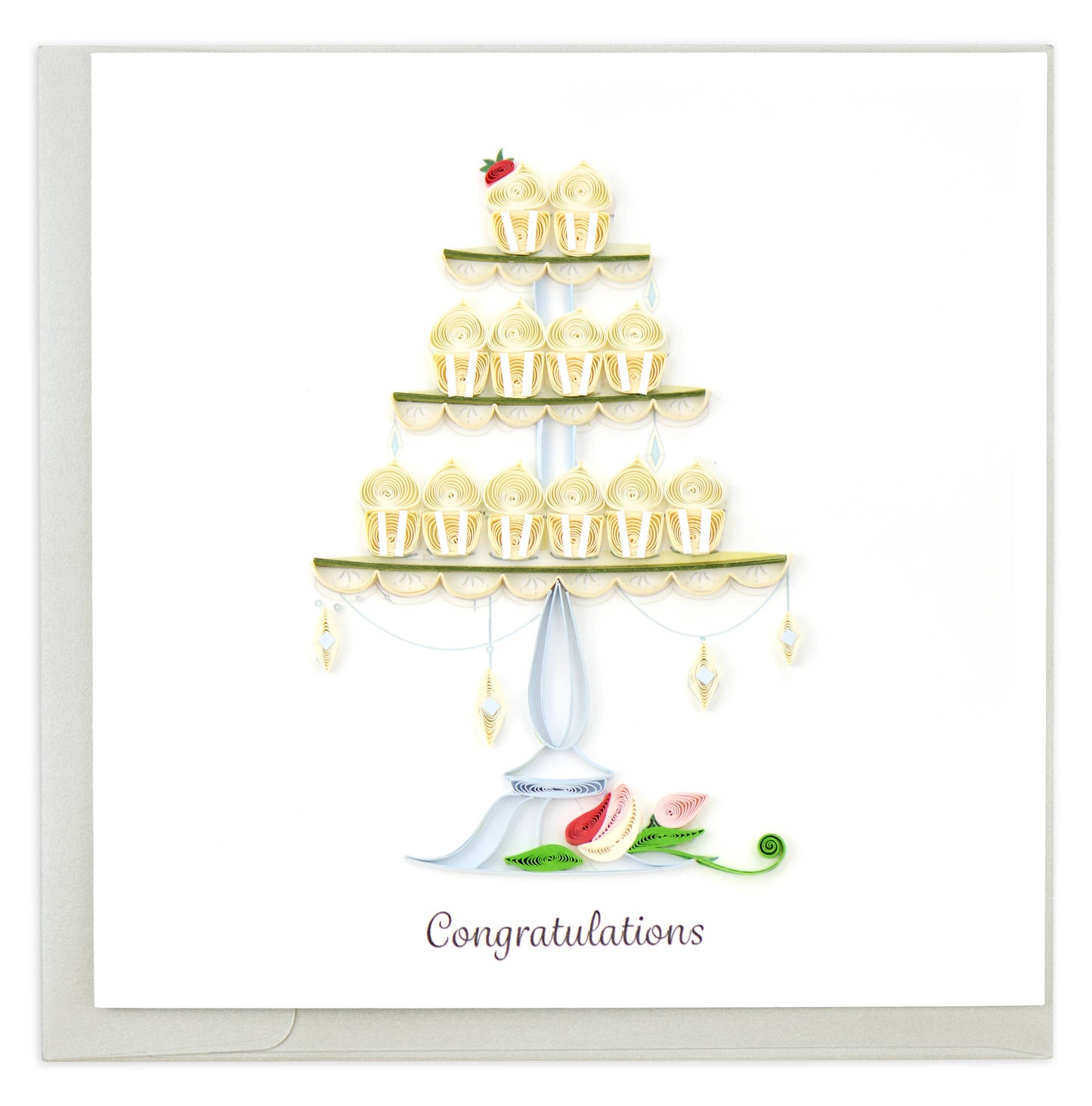 Quilled Wedding Cupcake Tower Greeting Card
