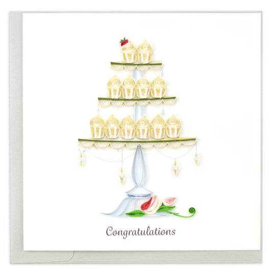 Quilled Wedding Cupcake Tower Greeting Card