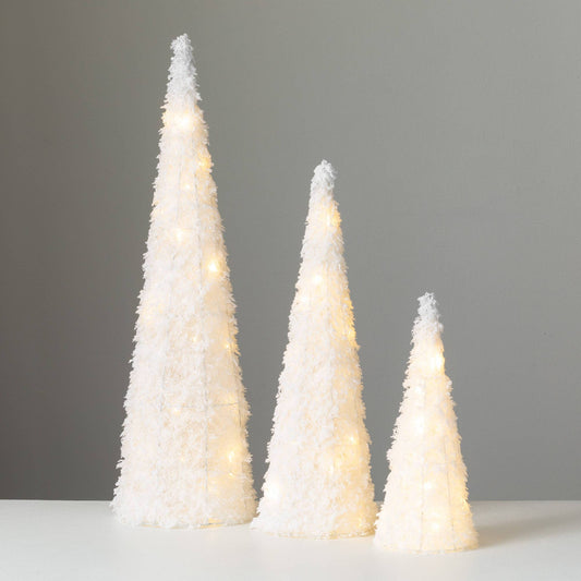 Lighted White Tree Set of 3, 31.75"