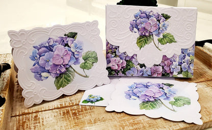 Blue Hydrangea Embossed Die-Cut Portfolio Note Card
