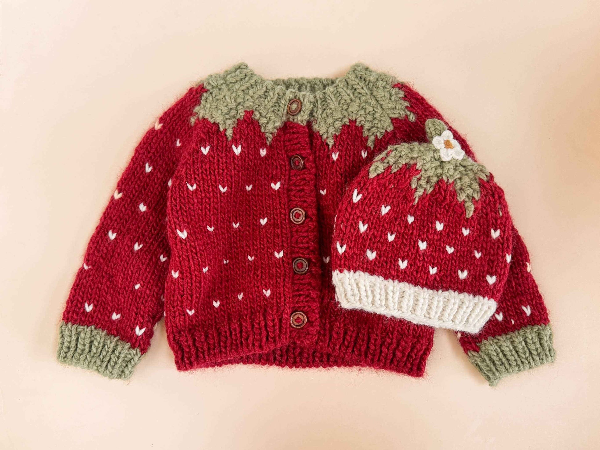 Strawberry Cardigan Baby Kids Sweater Winter Girls Clothing: Red / NB 0-6m