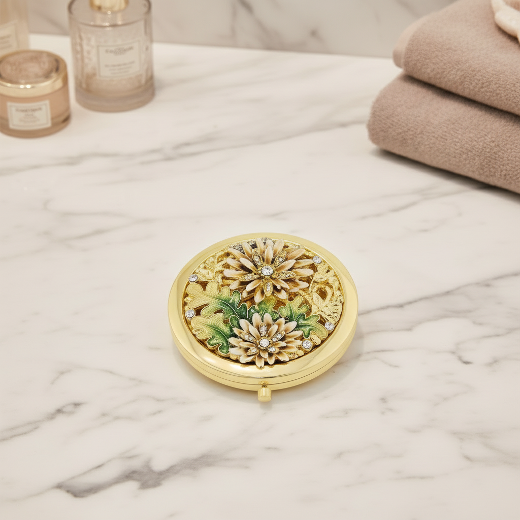 Floret Compact | Floral Compact | Gold Compact |