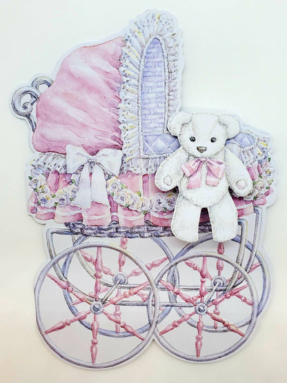 Baby Girl Embossed die-cut Greeting Card