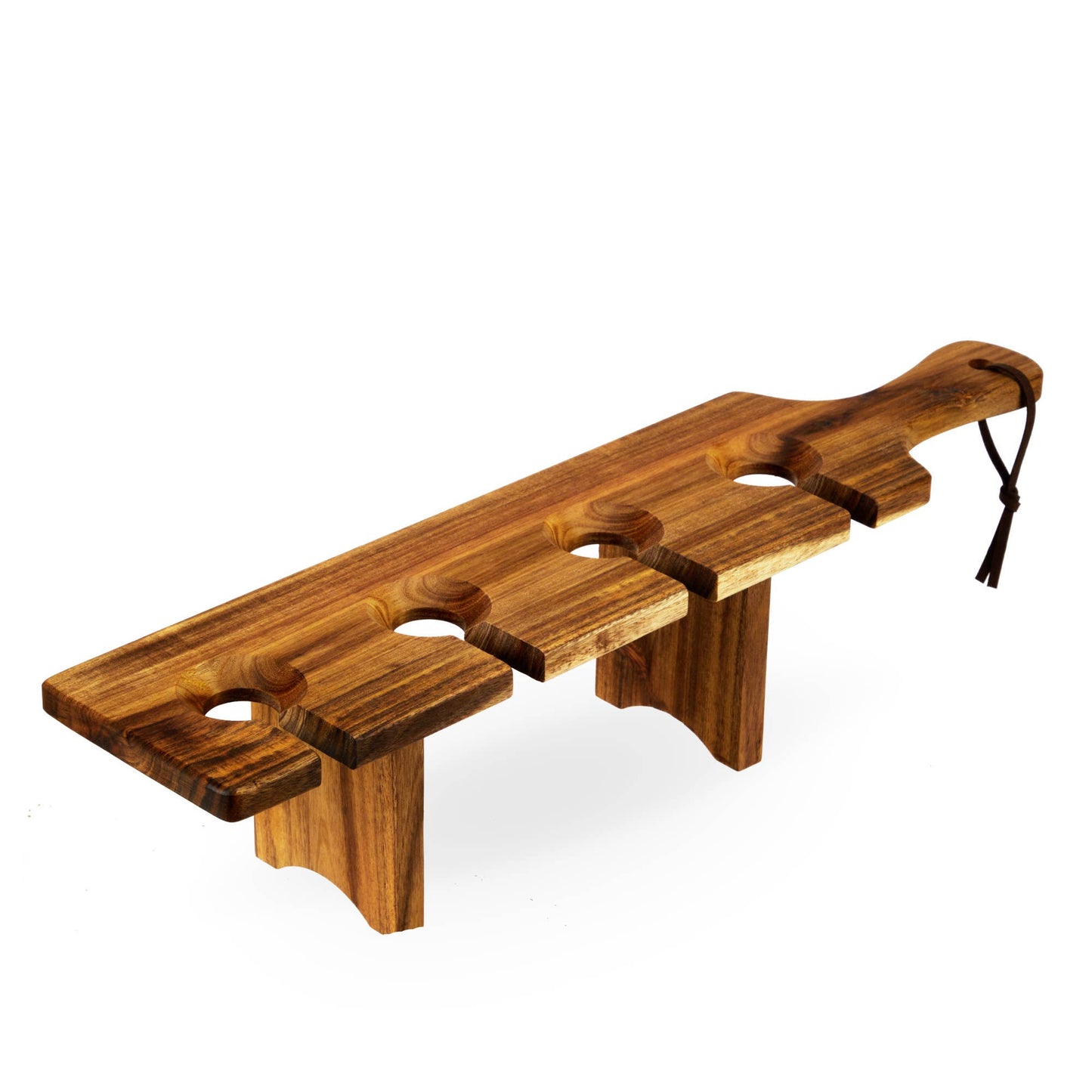 Acacia Stemmed Wine Glass Flight Carrier Serving Board